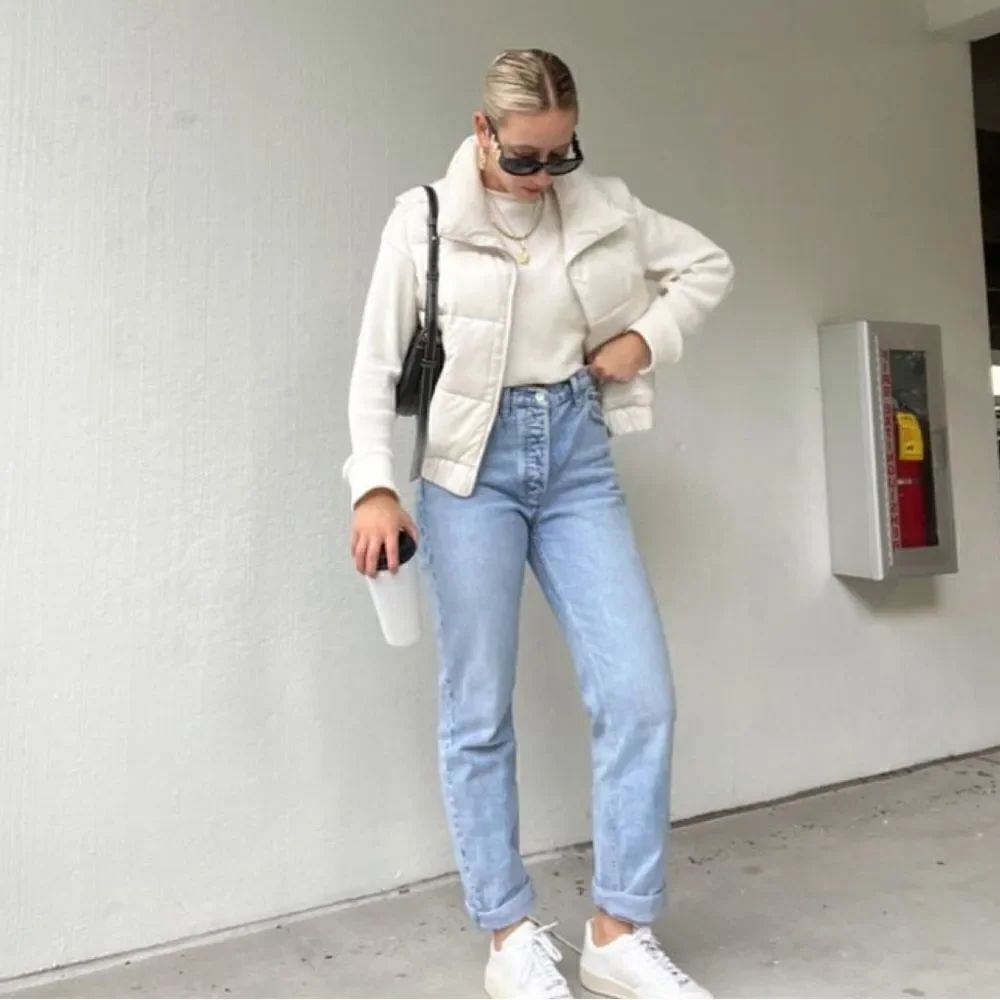Cream puffer vest
